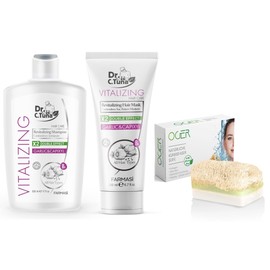 OG-ER Farmasi Dr. C.Tuna Revitalising Revitalising Garlic & Capixyl Hair Care Set - Natural Pumpkin Fibre Soap - Shampoo 500 ml - Hair Mask 200 ml
