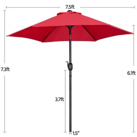 Yaheetech 9FT Patio Umbrella Market Umbrella with 8 Ribs Push Button Tilt and Crank Garden Table Umbrella for Garden, Deck, Backyard, Pool, Beach Red