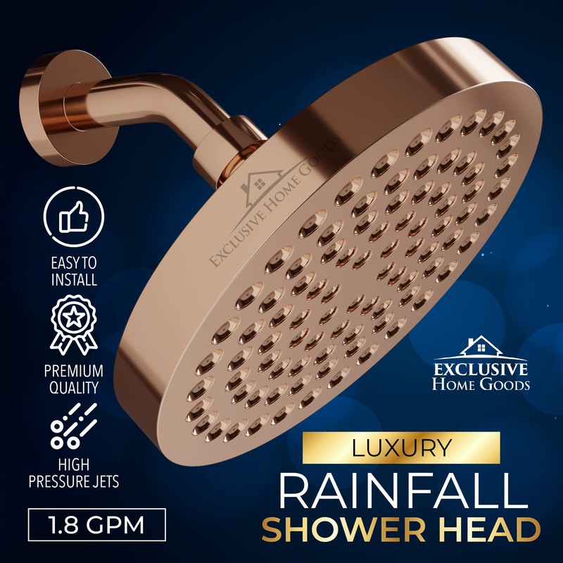 Rainfall Shower Head - 6" High Pressure Shower Heads -