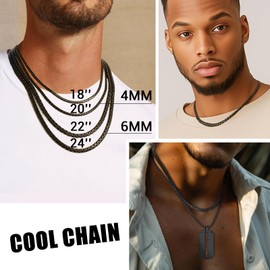 Black Chain for Men Hip Hop Jewelry Chains 22inch Stainless Steel Necklace