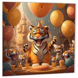 Cute Tiger Birthday Card Kids birthday cards 147mm x 147mm