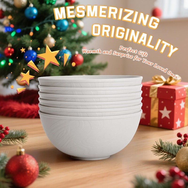 Homienly Wheat Straw Bowls with Unique Texture Design, 40 OZ