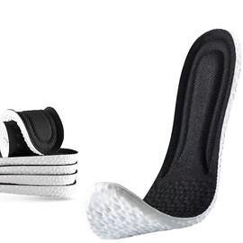 Insoles (2 Pairs, 4 Pieces), Anti-Fatigue, Antibacterial, Odor Resistant, Shock Absorption, Soft, Breathable, Sweat Absorbing, Muscle Support, Adjustable Size, High Elasticity Comfortable Material, Supportive Bound, Sneakers, Insole, Sports, Basketball, Unisex, Black, M: 9.6 - 9.8 inches (24.5 - 25 cm)
