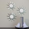 Northlight Set of 3 Mayan Sunburst Matte Silver Round Mirrors
