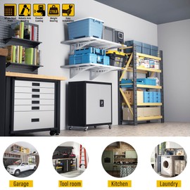 Brukid 2-Pack 2x3ft Adjustable Rail Type Wall Shelves Garage Storage Racks, Suitable for Garage, Storage Room, Kitchens Wall Mounted Floating Shelf (White)