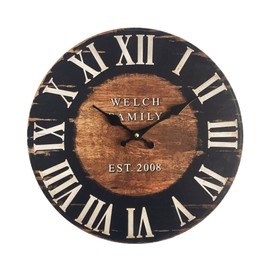 Rebecca Mobili Wall Clock Large Wall Clocks Mdf Brown Black Industrial Round - Ø 33,8 cm x P 4 cm (H x W x D) - Art. RE6152