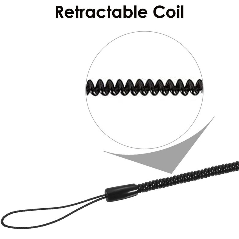 TECHGEAR Stylus Tether, 12" Retractable Spring Coil Strap (2x Loops)