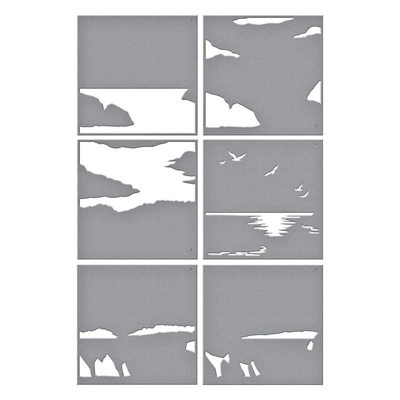 Spellbinders STN-088 Uncharted Waters Stencil from The Fair Winds Collection