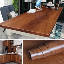 Livelynine 36 x197 Inch Wide Wood Contact Paper Peel and Stick Countertops Waterproof Brown Wood Grain Vinyl Wrap for Cabinets Kitchen Counter Top Self Adhesive Wallpaper Apartment Friendly Desk Cover