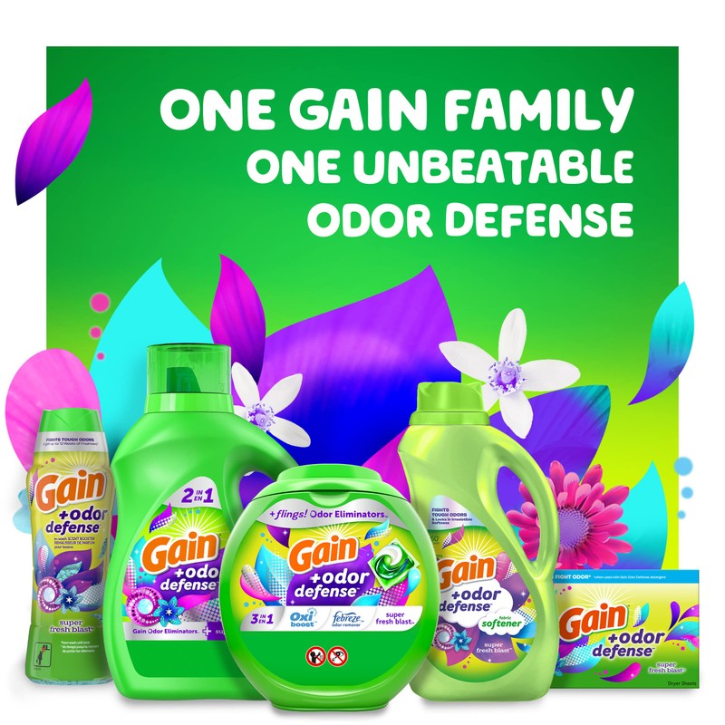 Gain Odor Defense Liquid Fabric Softener, Super Fresh Blast scent,