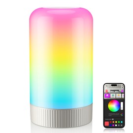 RGBICWW Smart Table Lamp, Touch Bedside Lamp with App Control, LED Desk Lamp with Music Sync, 30+ Scenes & 16M Colors, Color Changing Lamp for Bedroom Living Room Gaming Dimmable Night Light, Silver