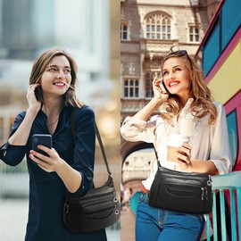 Bolsa Crossbody Mujer,Pu Cuero Bolso de Hombro para Mujer,Impermeable De Cuero Liso Gran Capacidad Bolso de Viaje,Ligero Multifuncional Crossbody Mujer con Correa Ajustable para Hombro