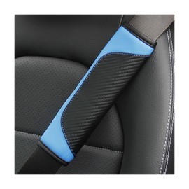 JNNJ 2PCS Car Seat Belt Cover, Carbon Fiber Safety Seatbelt Shoulder Strap Covers, Breathable Leather Soft Harness Pad Protect Your Neck and Shoulder Compatible with Cars(Blue)
