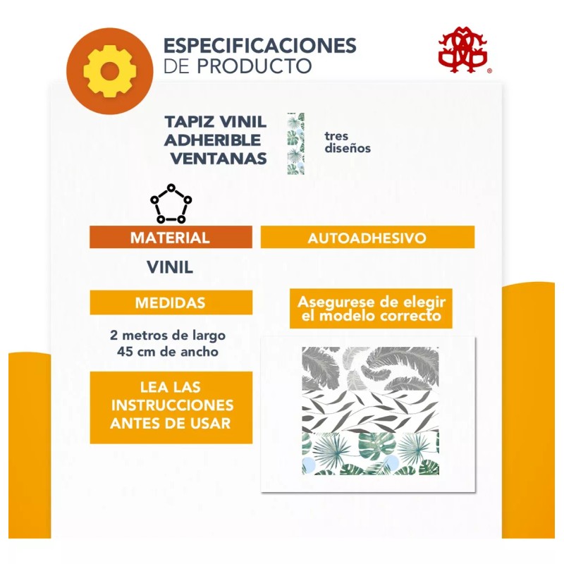 J.H. Company Tapiz Vinil Adherible Ventanas 2m X 45 Cm