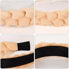 Padorul 4pcs Trendy Chiffon Braided Headbands for Women's Hair - Cream, Orange, Black & Grey - Non - Slip, Stylish Hair Accessories for Daily Wear & Fashion Upgrades