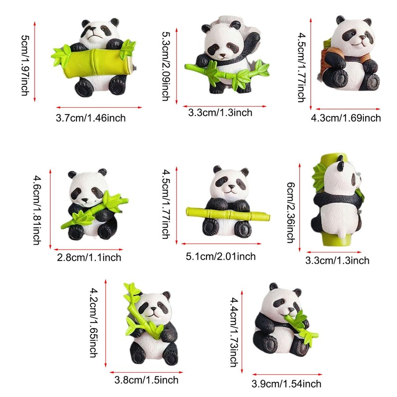 8Pcs Cute Panda Fridge Magnet 3D Simulation Panda Fridge Magnet,