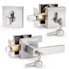 Probrico Square Entrance Lever with Double Cylinder Deadbolt Set Keyed