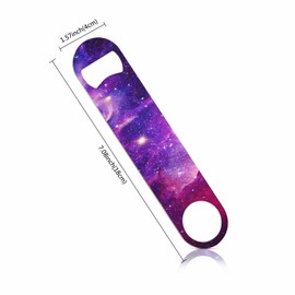 TASDANA Galaxy Stainless Steel Bottle Opener Outer Space Universe Sky Stars Nebula Purple Flat Beer Bottle Opener Keychain for Home Kitchen Bar Restaurant Party Birthday Gift