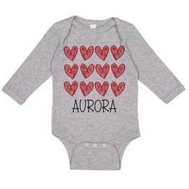 TATY Kids Hearts Aurora Long Sleeve Baby Infant One Piece Bodysuit 6 Months Heather Grey