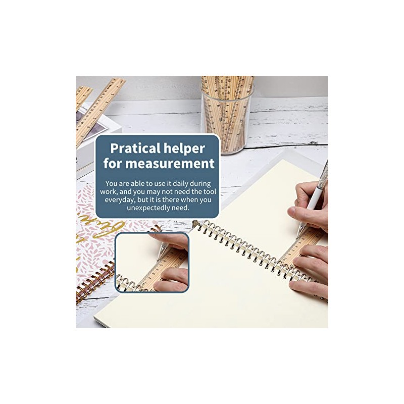 72 Pack Wooden Ruler 8 Inch Rulers Bulk Wood Measuring