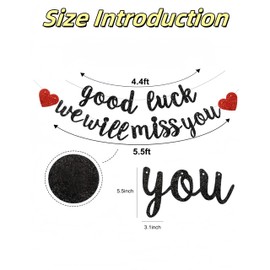 luvilly1 Pack Good Luck We Will Miss You Banner, Pre-Strung Party Sign Garland Graduation Decorations, Farewell Supplies for Retirement Going Away/Graduates（Black）