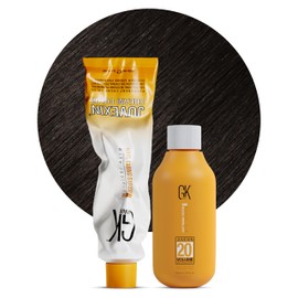 GK HAIR Global Keratin Intense Ash 7.11 Ash Blonde Hair Color Cream Tube (3.4 Fl Oz/100ml) + 20 Volume Developer (5 Fl Oz/150ml) - Professional Permanent Long Lasting Toner Dye