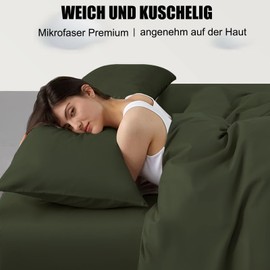 Soifox Set of 2 Pillowcases, 40 x 60 cm, Olive Green, 100% Microfiber, Resistant and Hypoallergenic, with Zip