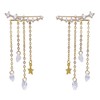 Star Ear Climber Earrings for Women,Two-Way Crystal Tassel Ear Jacket