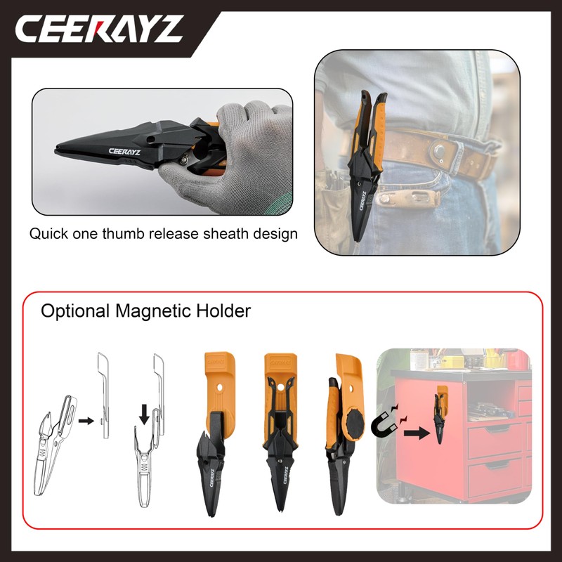 CEERAYZ 185mm Notch Scissors All Purpose Heavy Duty, Garden Shears,