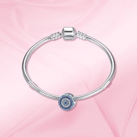 Annmors Crystal Evil Eye Bead Charm Lucky Charms for Woman-925 Sterling Silver Dangle Pendant Bead,Jewelry Beads Gifts for Women Bracelet&Necklace