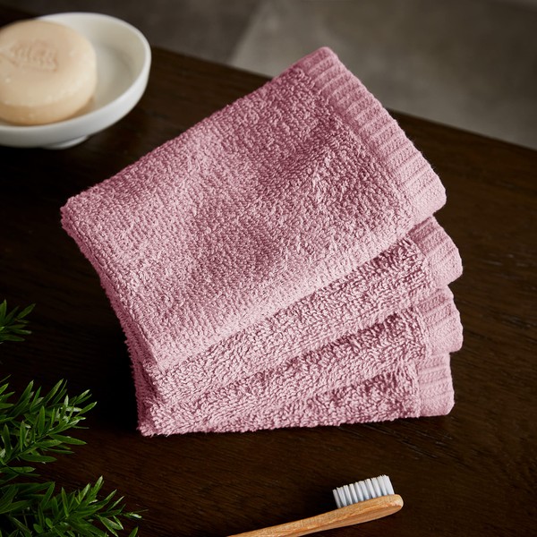 Catherine Lansfield Quick Dry Cotton 4 Pack Face Cloth Pink