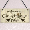 RED OCEAN Welcome To Cluckingham Palace Novelty Garden Hanging Plaque