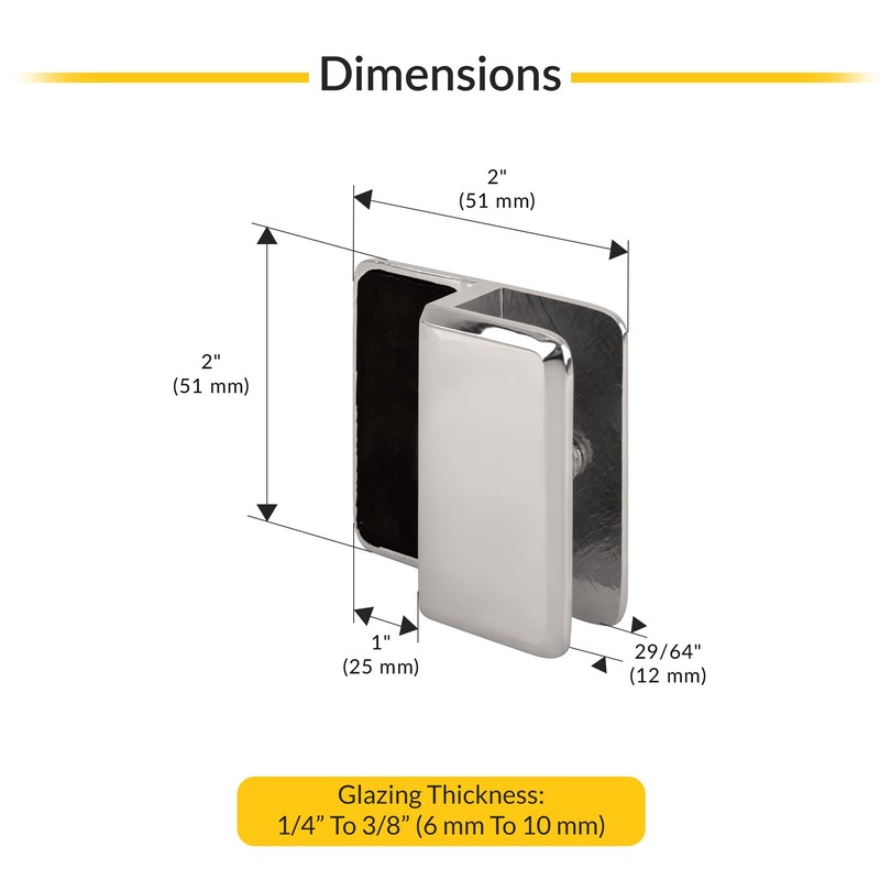 Brixwell BDS1CH Polished Chrome Beveled Style Frameless Shower Door Stop