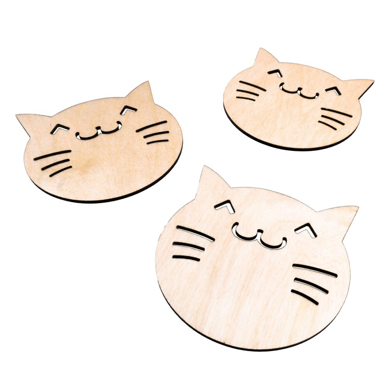 CHIC&CHARM Set of 8 Wooden Cat Coasters - Perfect Decoration