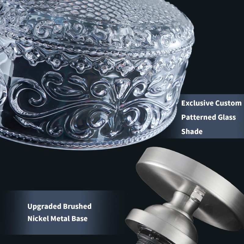 Brushed Nickel Semi Flush Mount Ceiling Light, Antique Ceiling Light