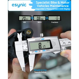 eSynic 150mm/6Inch Digital Vernier Caliper with Fractions/Inch/Metric Conversion Electronic Vernier Caliper Stainless Steel Body Vernier Caliper with Feeler Gauge for Designer Engineer Teacher etc