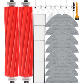 YBVABE S7 MaxV Ultra Kit for Roborock S7, S7 Plus, S7 MaxV, S7 MaxV Plus, 25Pack Replacement Parts 2 Main Brush, 4 Filter, 8 Mop Cloth, 8 Side Brush, 2 Cleaning Brush & Screwdriver(White)