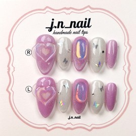 Heart Flying Handmade Nail Tips - Short Oval / 하트플라잉 수제네일팁 - 숏오발