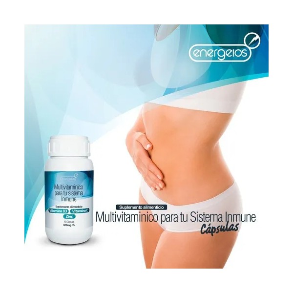 Suplemento Alimenticio Con Vitamina C, Vitamina D3, Zinc 60 Cápsulas
