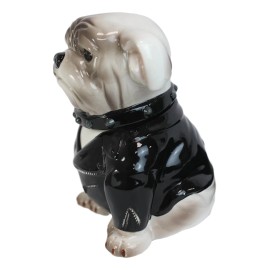 Ebros Gift Ceramic American Gangster Bully Bulldog With Spiked Collar Cookie Jar Figurine