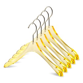 Kostaverite Acrylic Orange Clothes Hangers for Shirts/T-Shirts with Durable 360 Degree Silver Hook | Notched Shoulders | Premium Quality Acrylic Hangers | 5 Pack