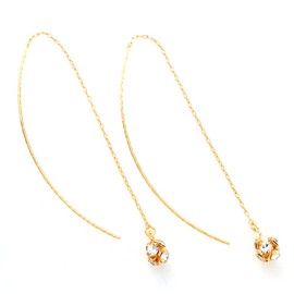 Jewelry Shop M Women's Long Curved American Earrings, Made in Japan, Hypoallergenic, Silver Brass Yellow Gold