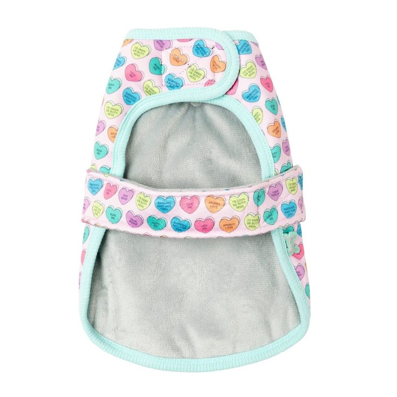 FuzzYard Candy Hearts Valentine's Fleece Lined Wrap Vest for Dogs