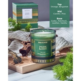 M&SENSE Christmas Candle, Balsam Cedarwood Scented Candles, Soy Candles for Home Scented, Luxury Holiday Candle Gift for Women & Men, 7.4 Oz 45 Hours Long Burning