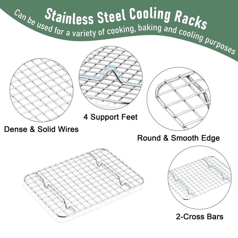 Toaster Oven Pan with Rack Set (2 Small Baking Sheets+2