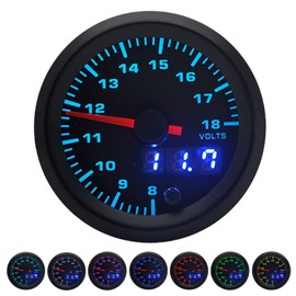 Digital Voltage Gauge Pointed Voltmeter 52mm/2in 7 Colors LED Universal for 12V Racing Car