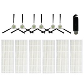 Chuancheng 13Pcs Filter Replacement Parts for Lefant M210P M210 M210S M210B M213 M213S M2, for OKP Life Robovac K2 K3 K3A K4 K5 Robot Vacuum Cleaner, 6 HEPA Filters + 6 Side Brush + 1 Cleaning Brush