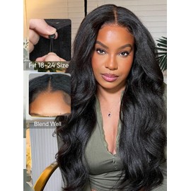 UNICE EasiContour Yaki Loose Wave V Part Wig Human Hair with Drawstring Minimal/No Leave Out Glueless Upgrade U Part Human Hair Clip In Half Wig Natural Black 24 inch
