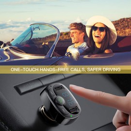 Baseus [Upgraded Version] Blue FM Transmitter for Car, Wireless FM Radio Transmitter Adapter Car Kit, Dual USB Charging Ports, Hands Free Calling, U Disk, TF Card MP3 Music Player