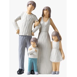 Family Figurines Decor Family of 4 Figurines,Resin Family Figurine Sculpture,Figure Statue,Memorial Gift for Parents,Suitable for Ornament Sculpture for Home Decor Bedroom Living Room Tabletop